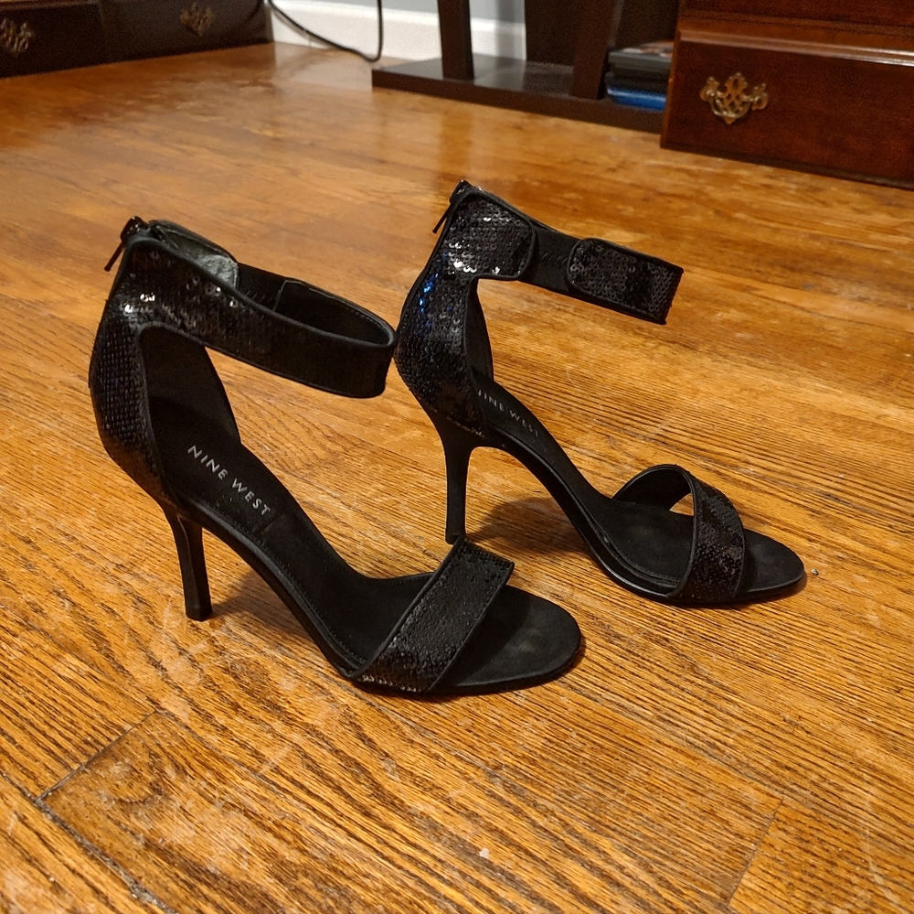Black sequined heels